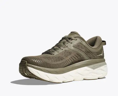 Hoka One One Bondi 7 Mens Olive Green Road Running Shoes Sneakers 13 2E HOKA BONDI 7 OLIVE HAZE/WHITE - MENS - Lamey Wellehan Shoes main image 2
