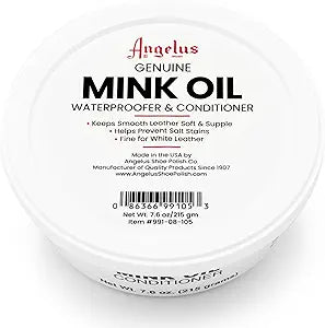 Angelus Mink Oil for Leather Boots 8oz | All-Natural Leather Conditioner, Cleaner, Waterproof, Soften, & Restore - Made in USA